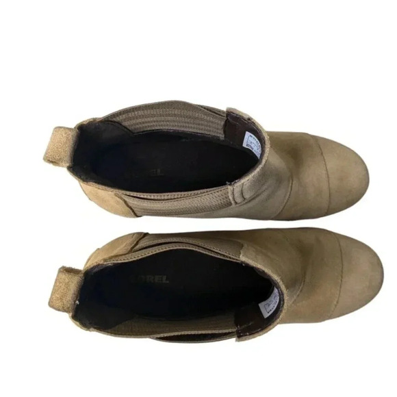 Sorel Addington Chelsea Suede Womens Block Heel Boot Tan Beach/Cordovan Size 9 - Picture 8 of 12